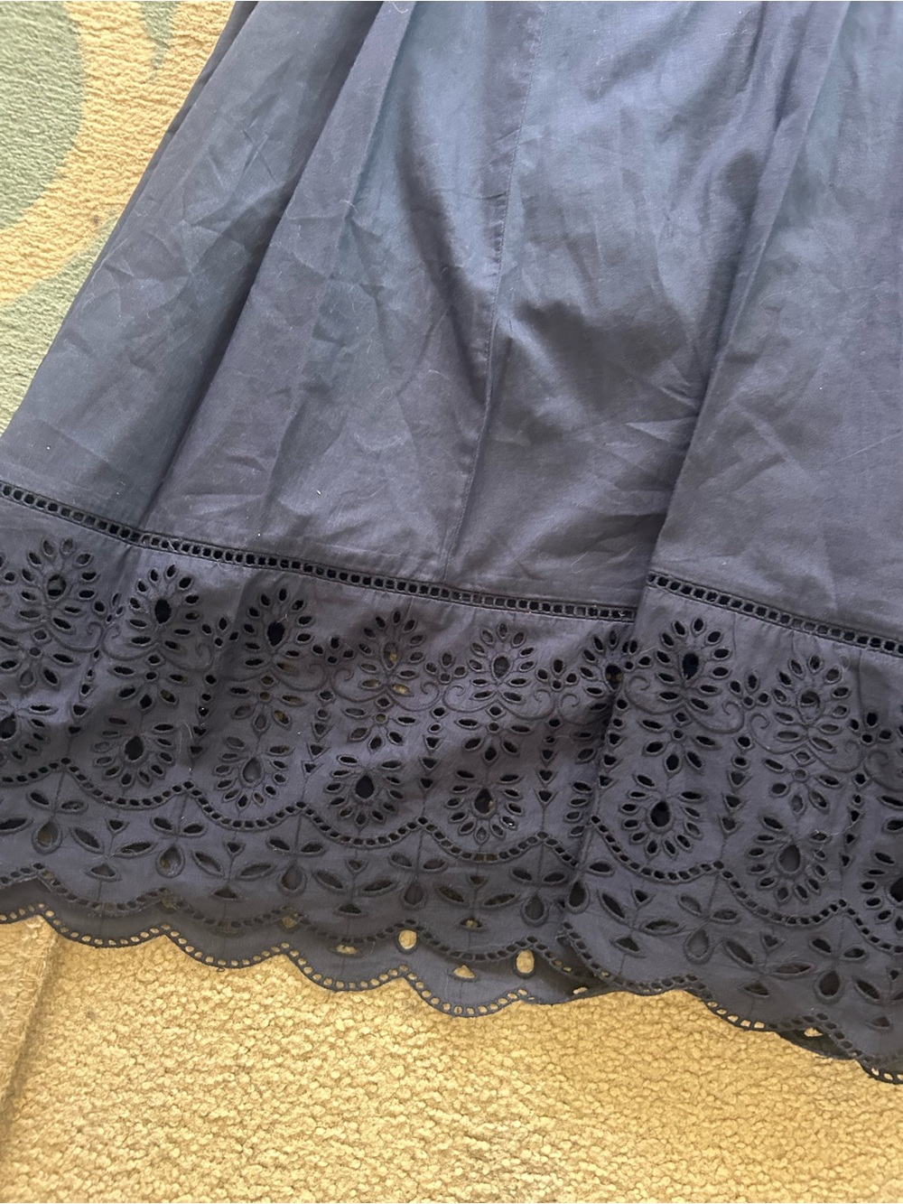 Boden Jen Broderie Cotton Midi Dress in Navy - Picture 9 of 13